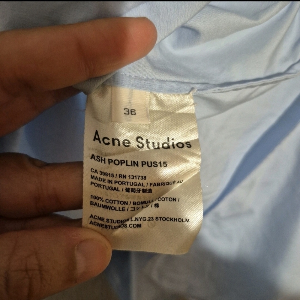 Acne Studios Women's Sleevless Cotton Blue Collered Button Up Top 36 - Picture 9 of 9